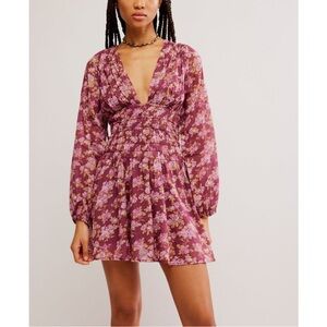 NWT  FREE PEOPLE Keep You Mini Dress /
Berry Combo   Size: S